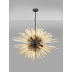 NL85329 Clover 32 Light Oval Pendant Brown Oxide / Champagne Glass