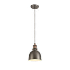 NL77369 Corfu Small Pendant 1 Light Antique Silver/Copper/White