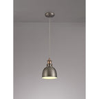 NL77369 Corfu Small Pendant 1 Light Antique Silver/Copper/White