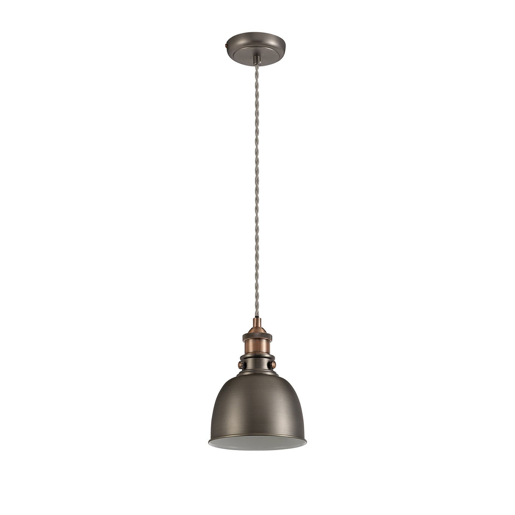 NL77369 Corfu Small Pendant 1 Light Antique Silver/Copper/White