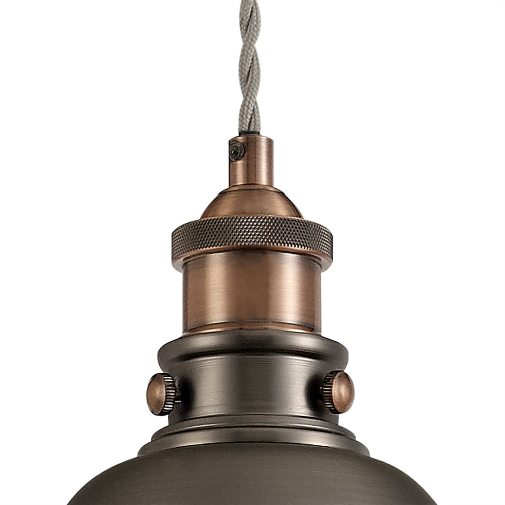 NL77369 Corfu Small Pendant 1 Light Antique Silver/Copper/White