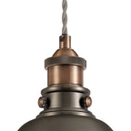 NL77369 Corfu Small Pendant 1 Light Antique Silver/Copper/White