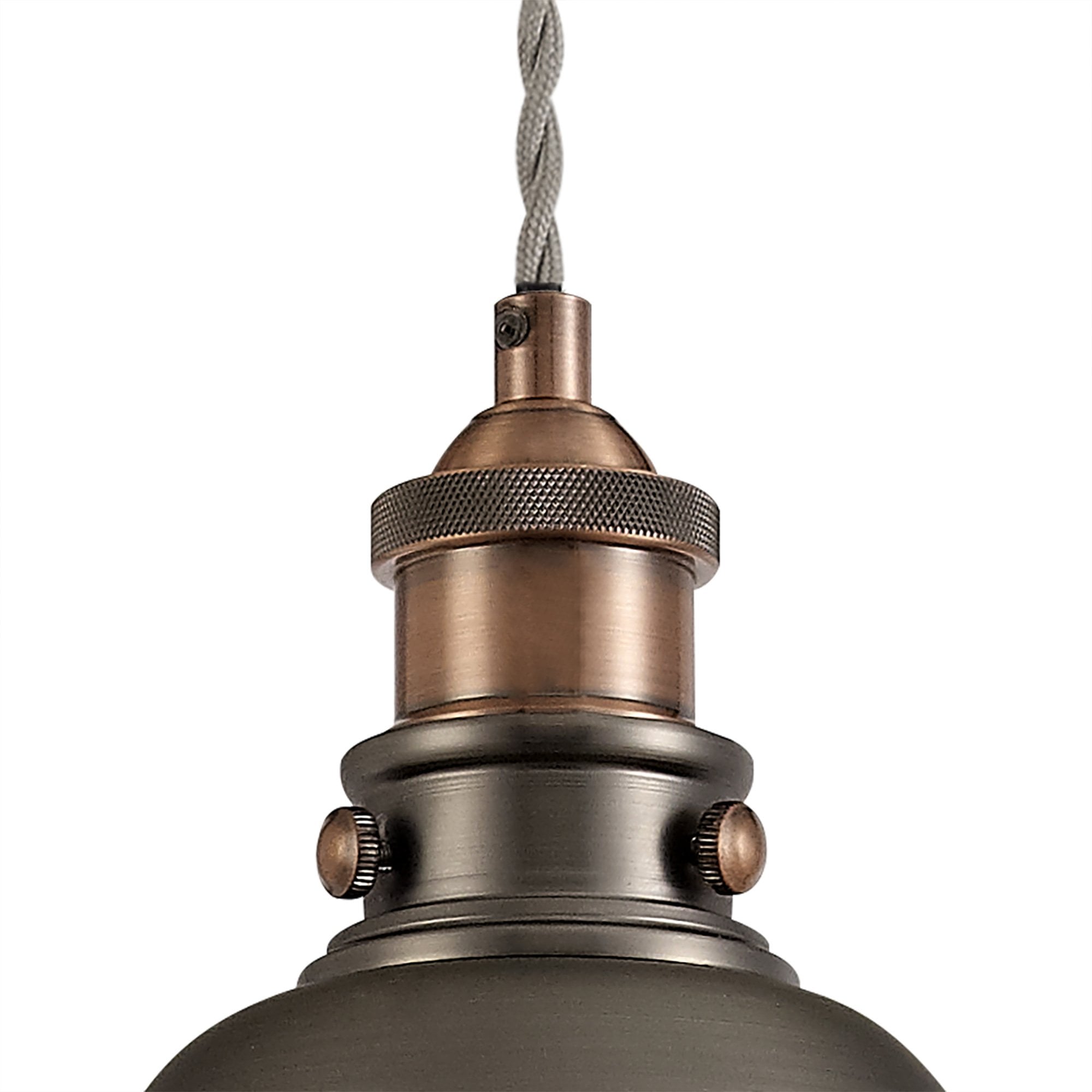 Corfu Small Pendant 1 Light Antique Silver/Copper/White