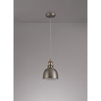 NL77369 Corfu Small Pendant 1 Light Antique Silver/Copper/White
