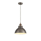 NL77379 Corfu Medium Pendant 1 Light Antique Silver/Copper/White