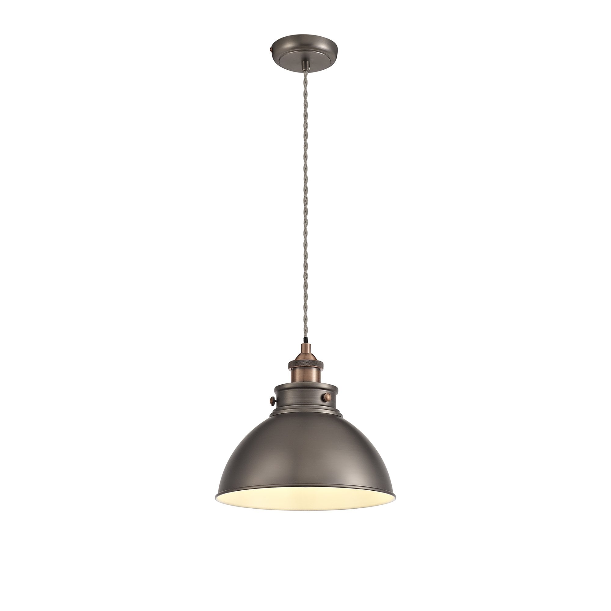 NL77379 Corfu Medium Pendant 1 Light Antique Silver/Copper/White