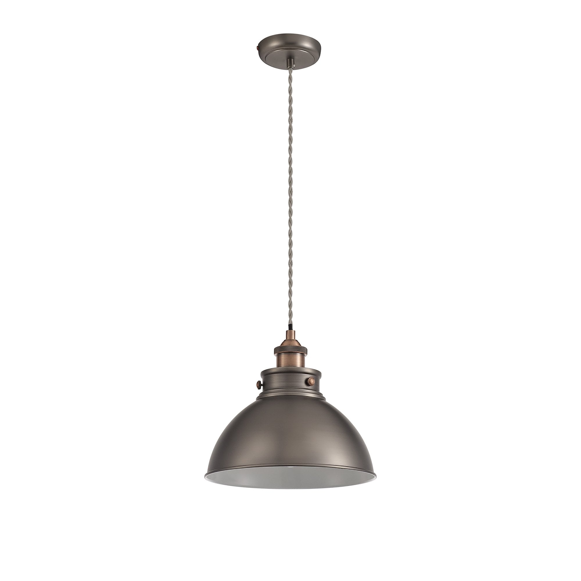 NL77379 Corfu Medium Pendant 1 Light Antique Silver/Copper/White