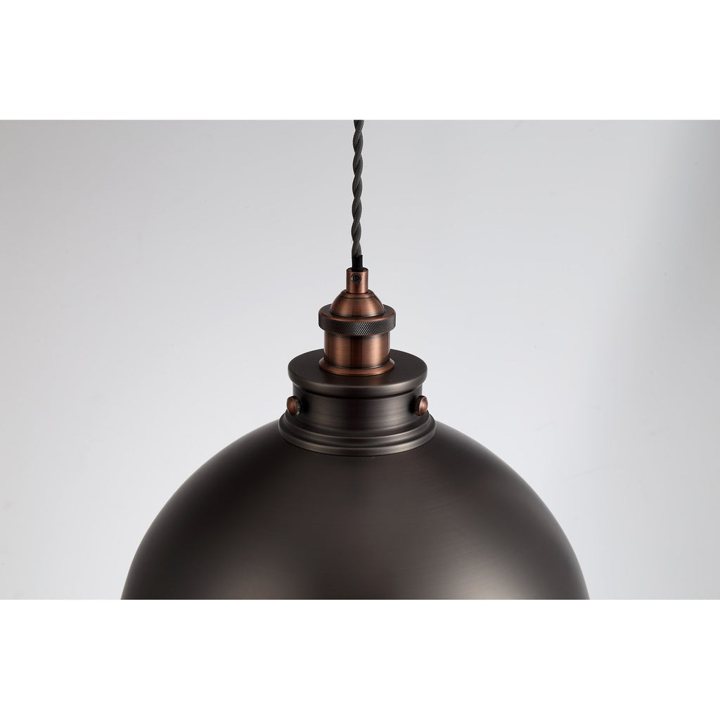 NL77379 Corfu Medium Pendant 1 Light Antique Silver/Copper/White