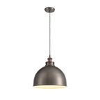 NL77389 Corfu Large Pendant 1 Light Antique Silver/Copper/White