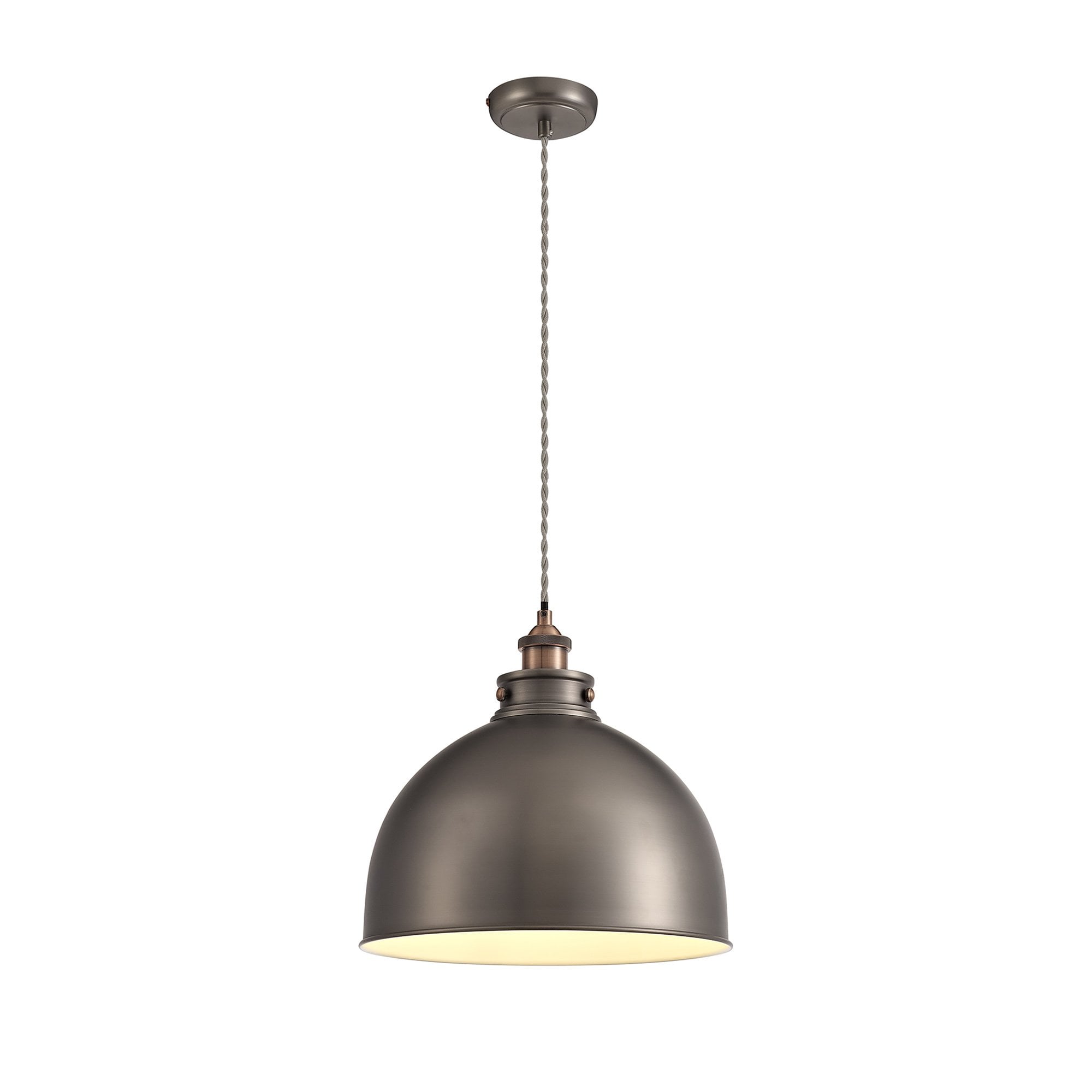 Corfu Large Pendant 1 Light Antique Silver/Copper/White