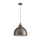 NL77389 Corfu Large Pendant 1 Light Antique Silver/Copper/White
