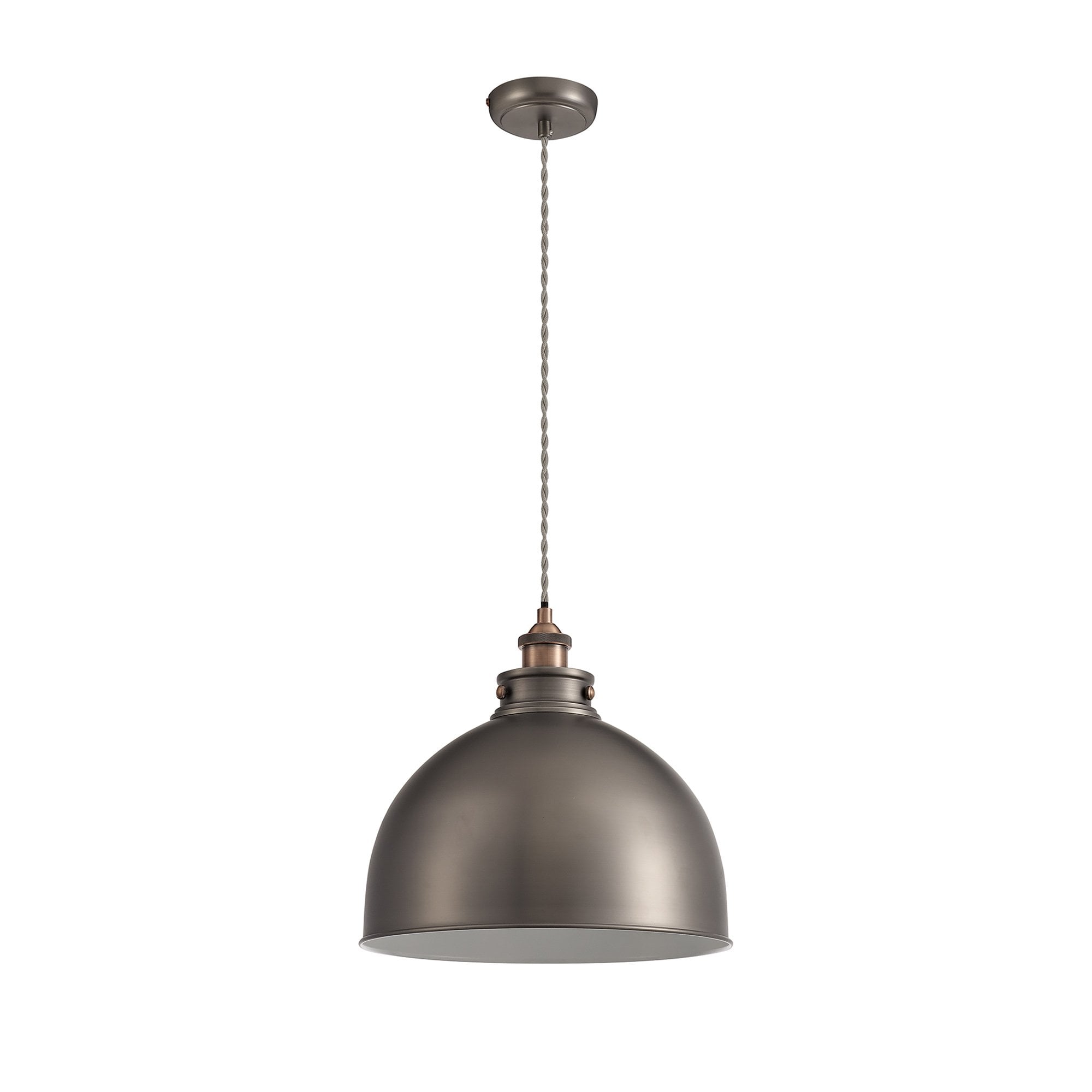 Corfu Large Pendant 1 Light Antique Silver/Copper/White