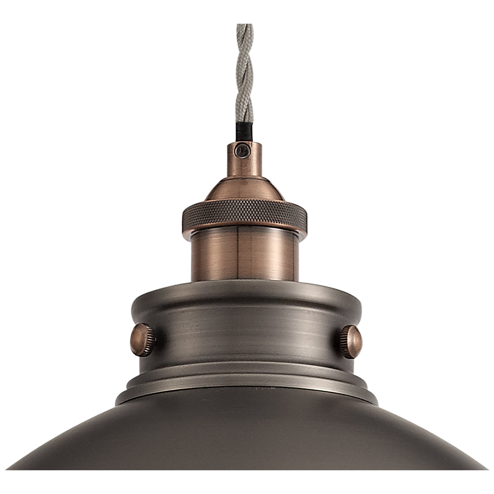 Corfu Large Pendant 1 Light Antique Silver/Copper/White