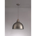 NL77389 Corfu Large Pendant 1 Light Antique Silver/Copper/White