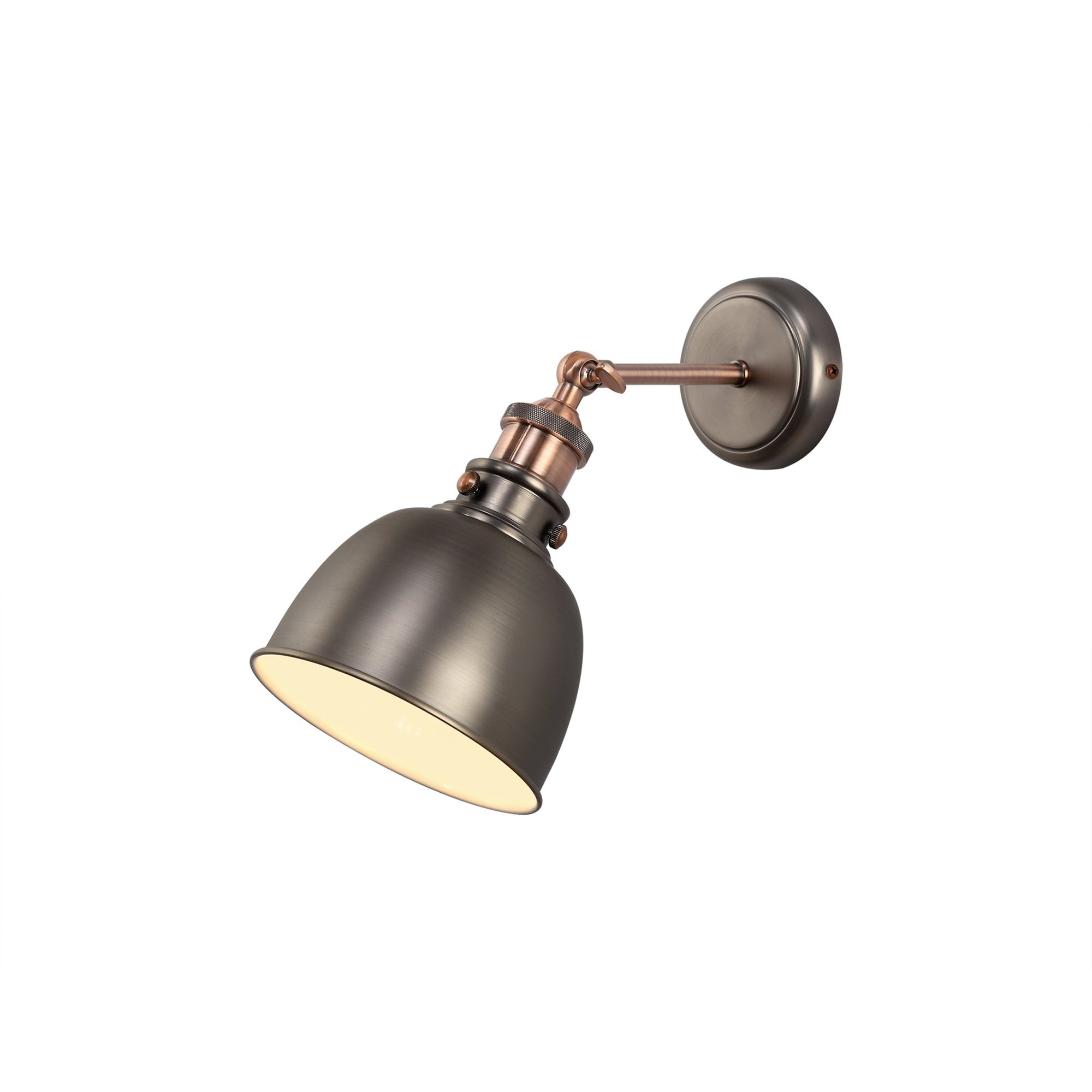 NL77399 Corfu Adjustable Wall Lamp 1 Light Antique Silver/Copper/White