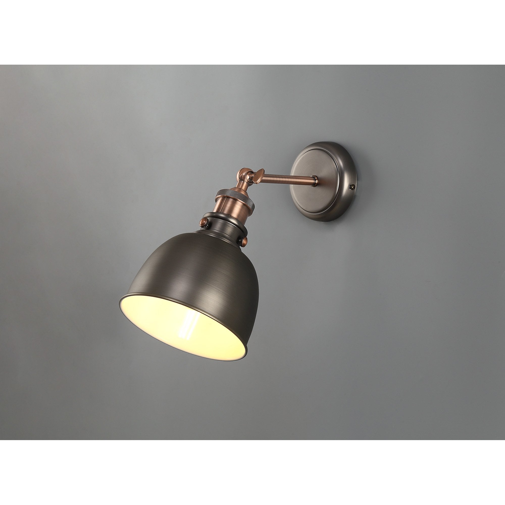 NL77399 Corfu Adjustable Wall Lamp 1 Light Antique Silver/Copper/White
