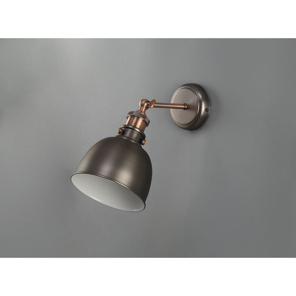 NL77399 Corfu Adjustable Wall Lamp 1 Light Antique Silver/Copper/White