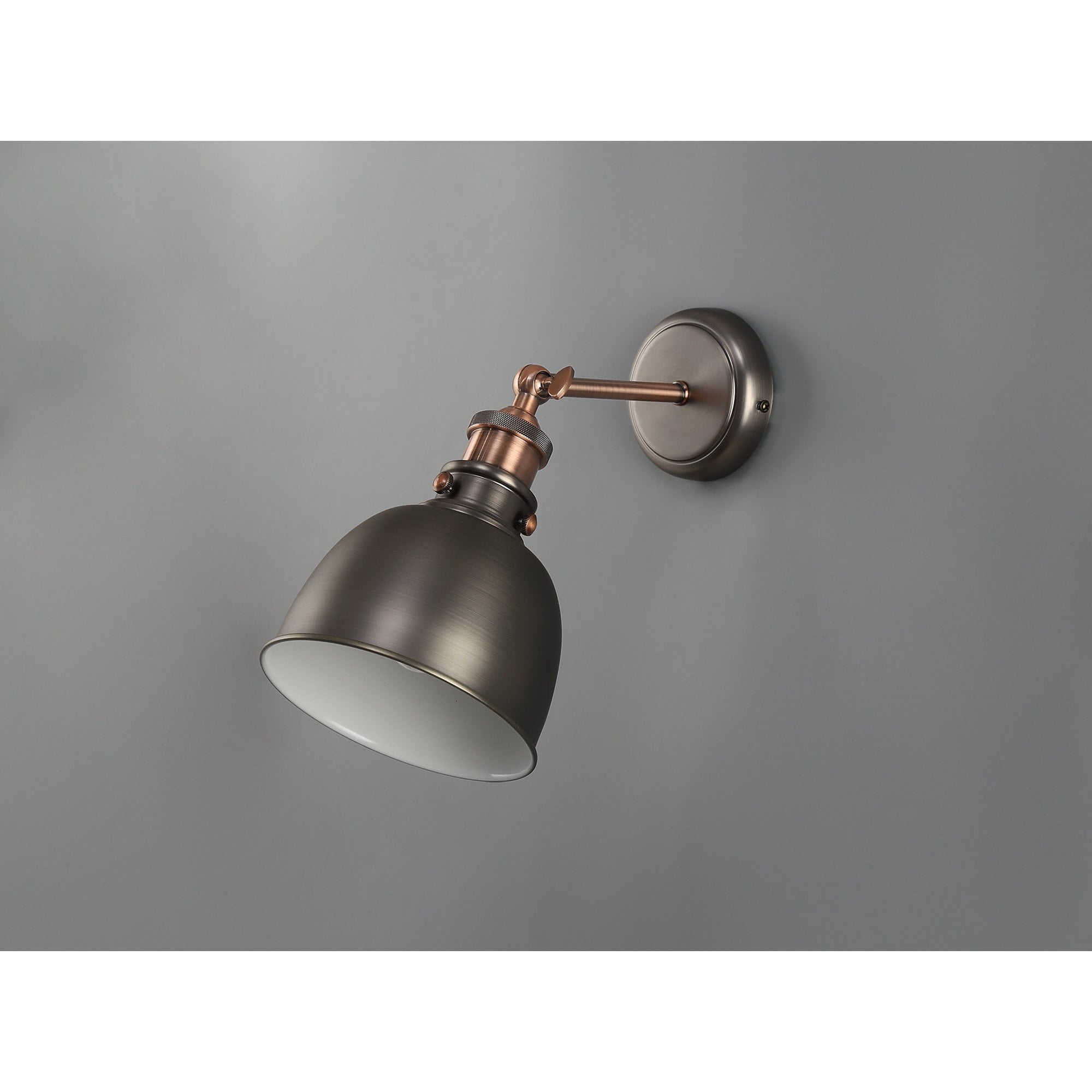 NL77399 Corfu Adjustable Wall Lamp 1 Light Antique Silver/Copper/White