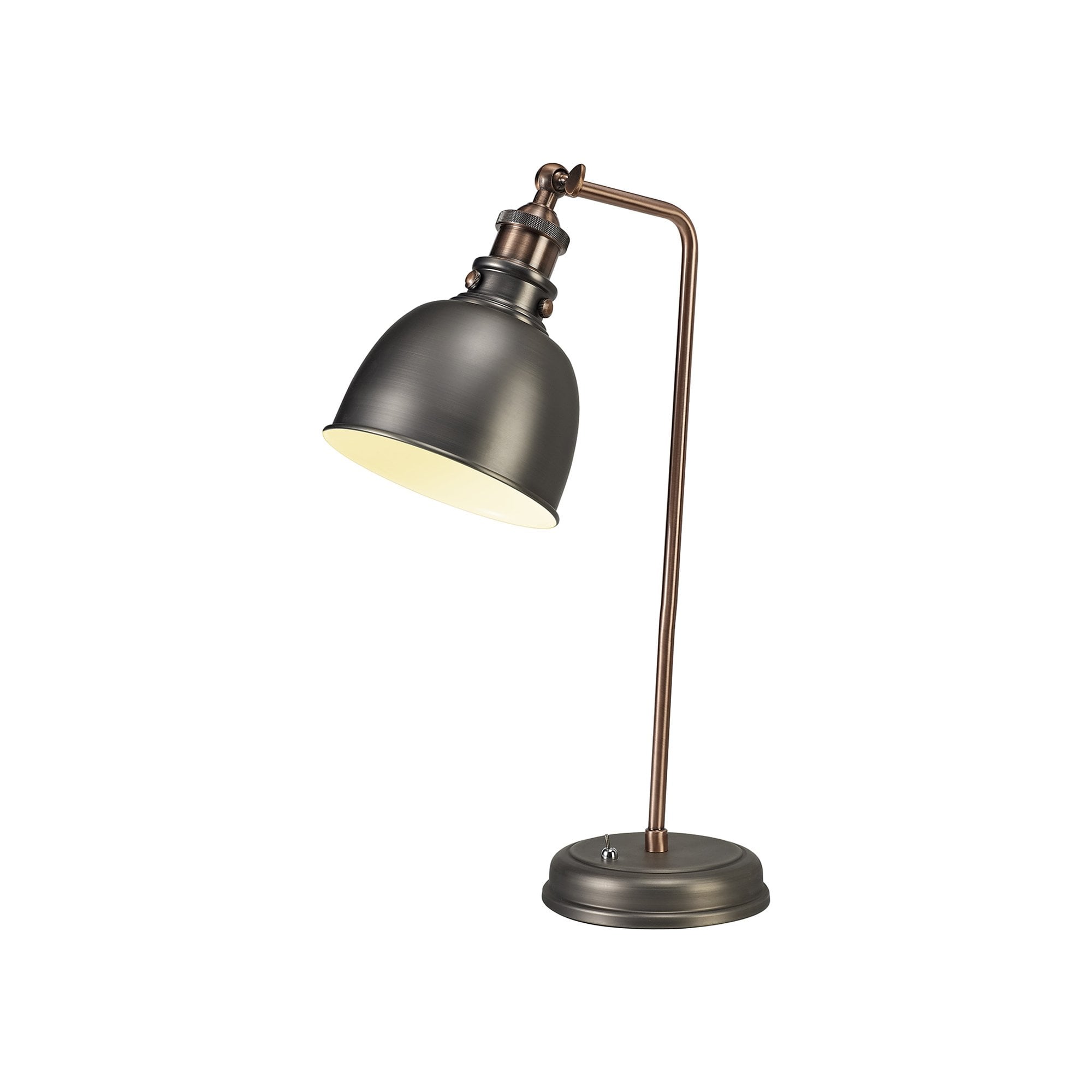 Corfu Adjustable Table  Lamp 1 Light Antique Silver/Copper/White