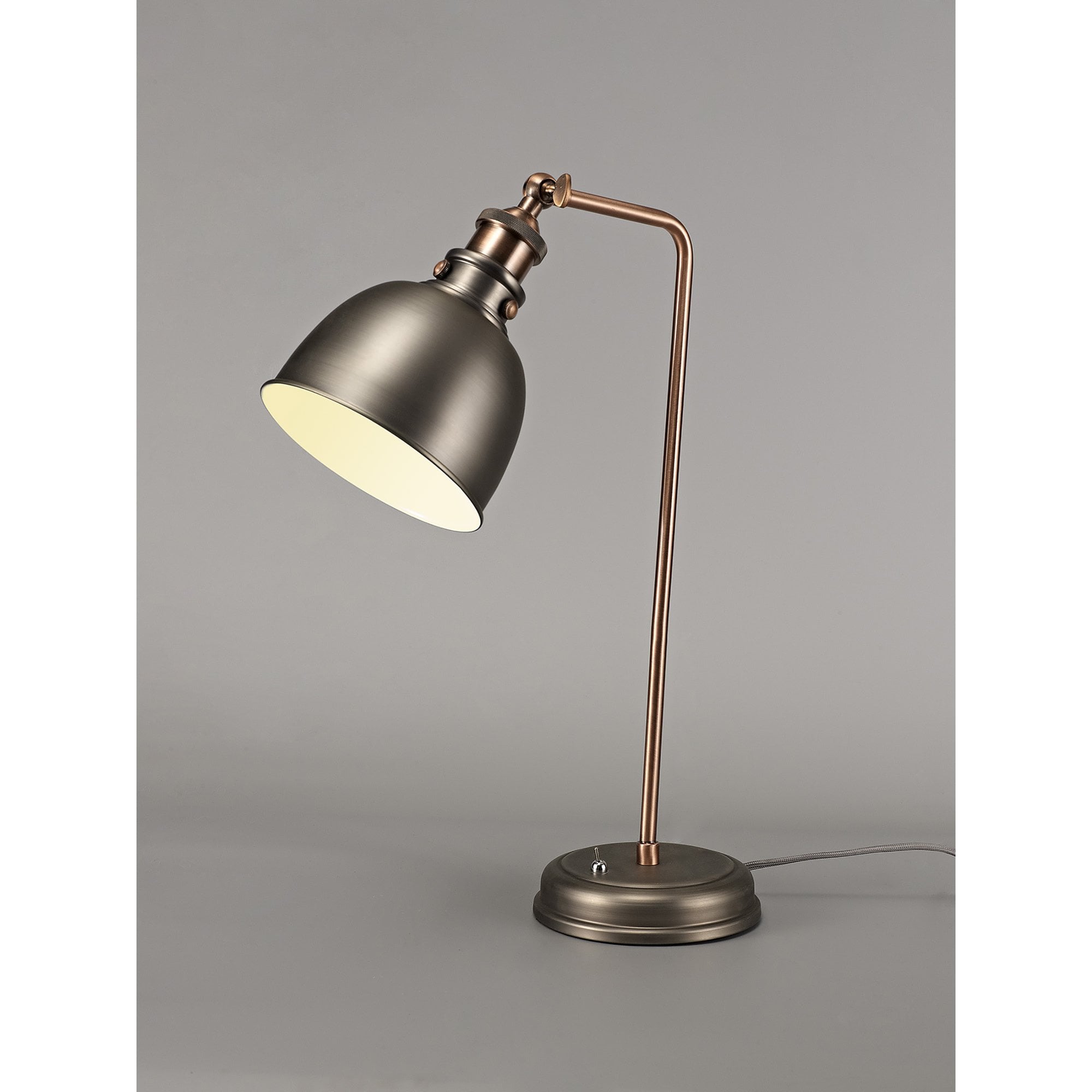 Corfu Adjustable Table  Lamp 1 Light Antique Silver/Copper/White