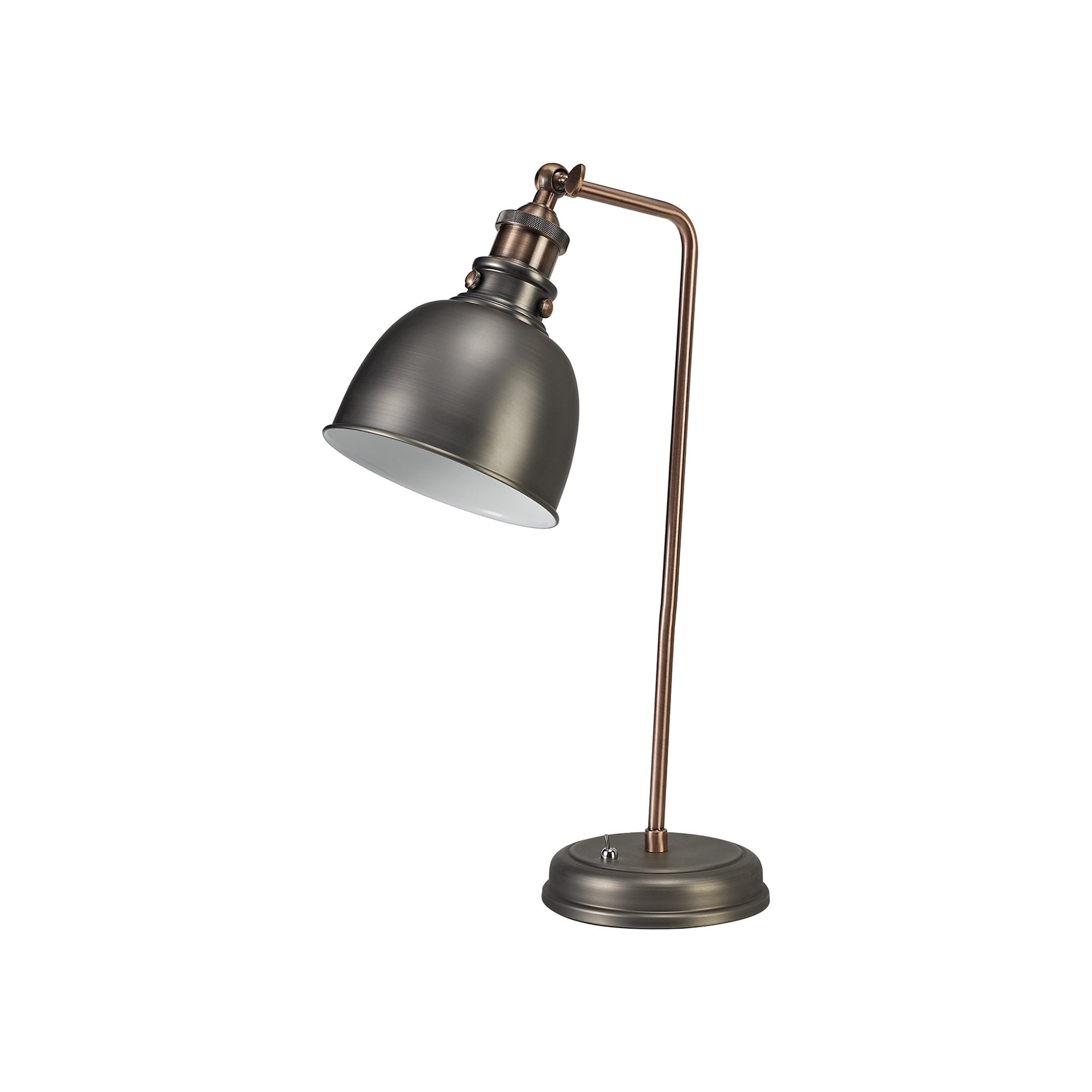 Corfu Adjustable Table  Lamp 1 Light Antique Silver/Copper/White