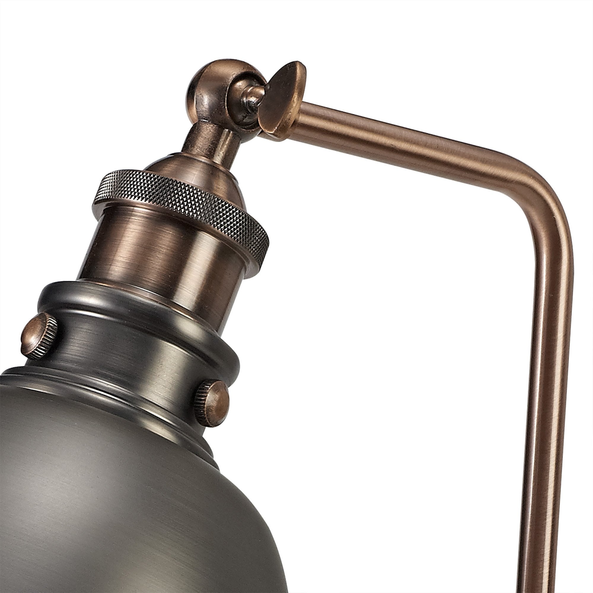 Corfu Adjustable Table  Lamp 1 Light Antique Silver/Copper/White