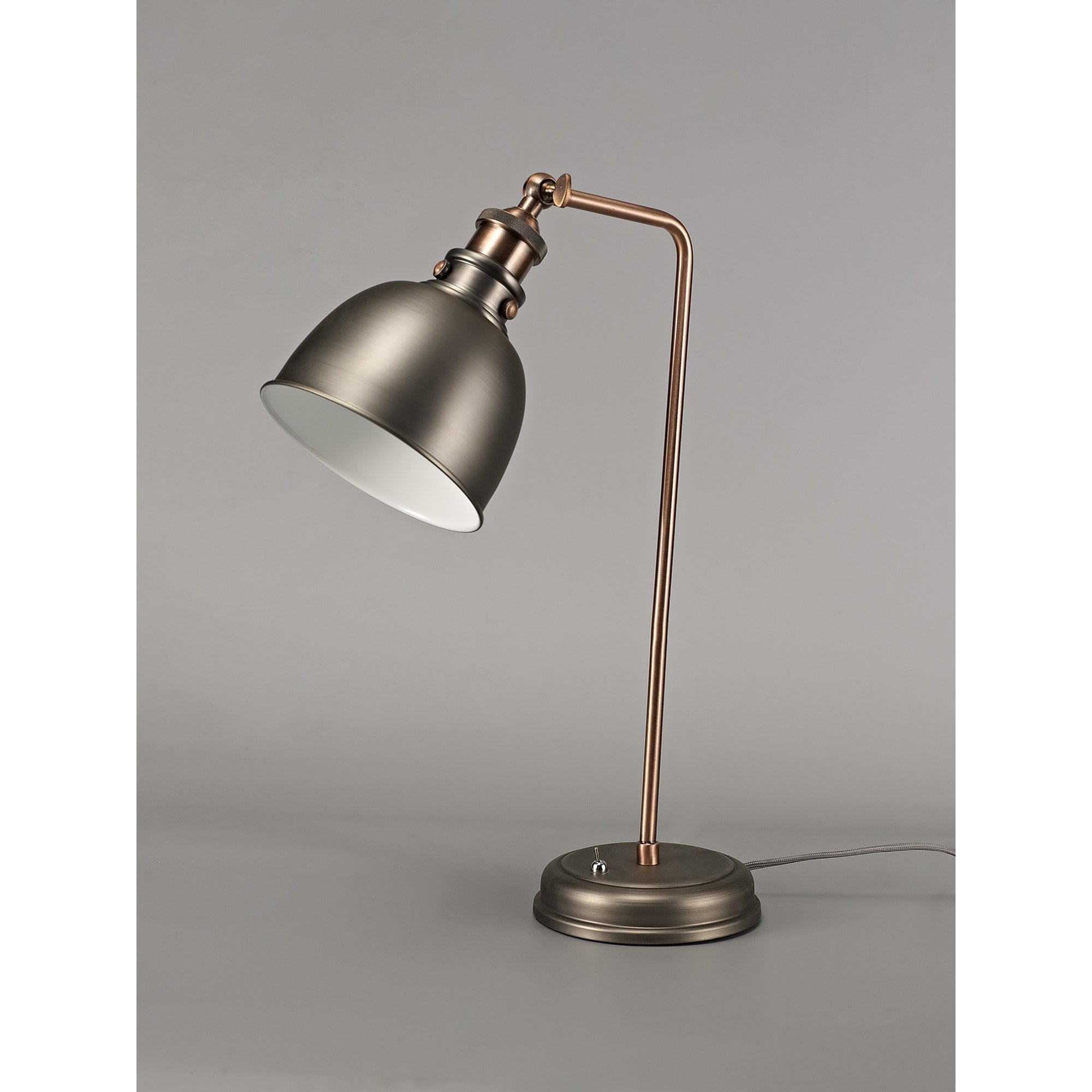 Corfu Adjustable Table  Lamp 1 Light Antique Silver/Copper/White
