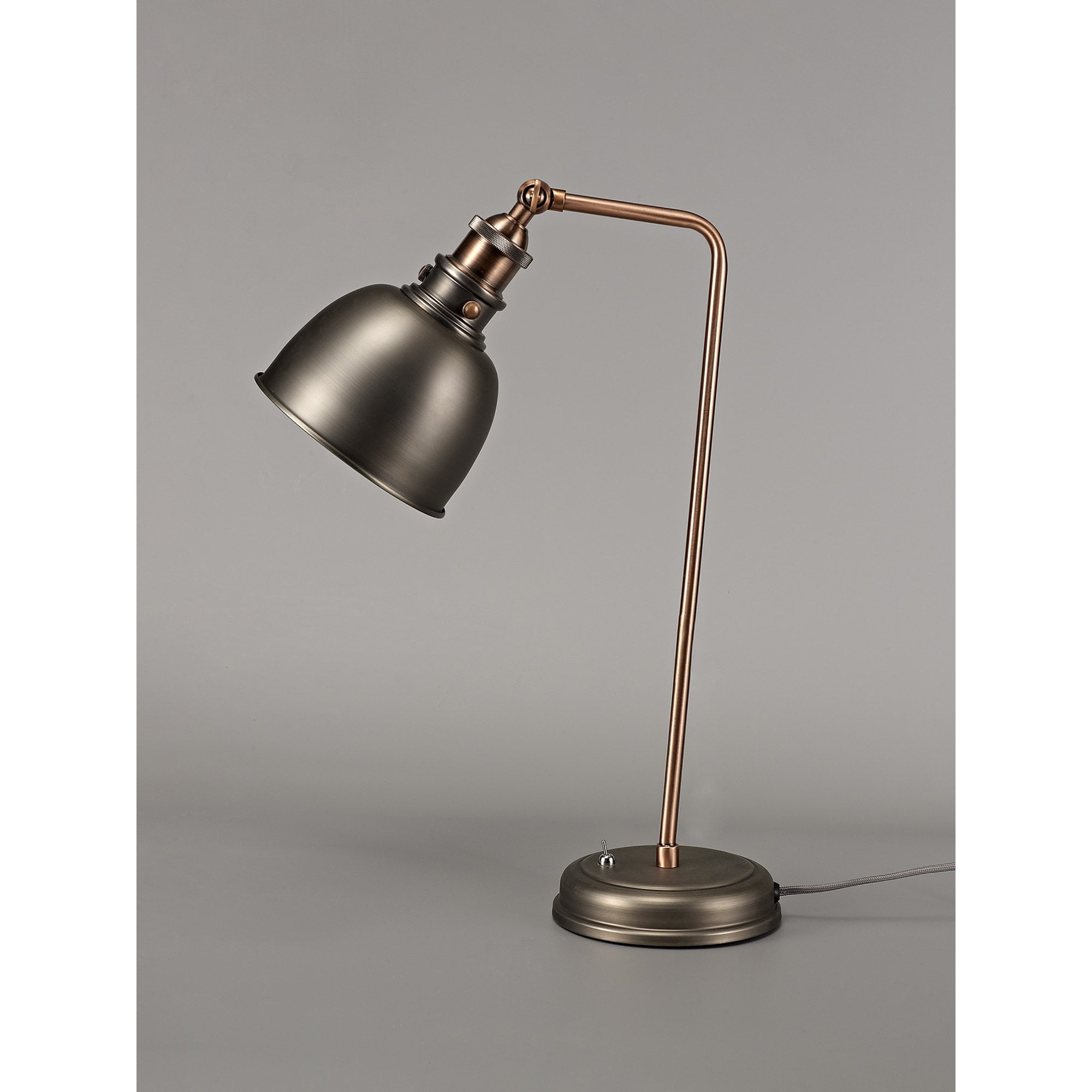 Corfu Adjustable Table  Lamp 1 Light Antique Silver/Copper/White