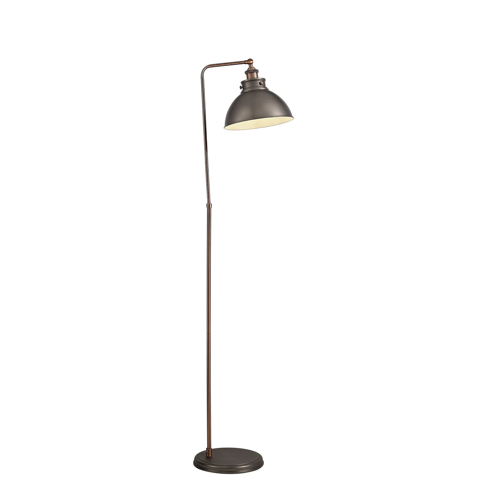 NL77419 Corfu Adjustable Floor Lamp 1 Light Antique Silver/Copper/White