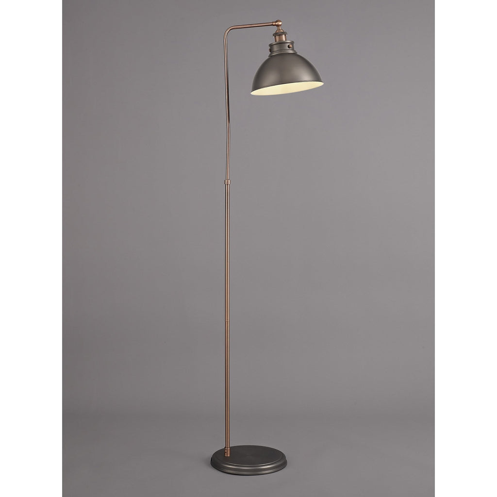NL77419 Corfu Adjustable Floor Lamp 1 Light Antique Silver/Copper/White