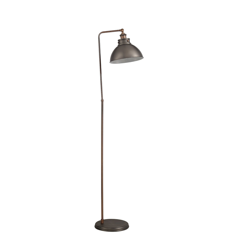 NL77419 Corfu Adjustable Floor Lamp 1 Light Antique Silver/Copper/White