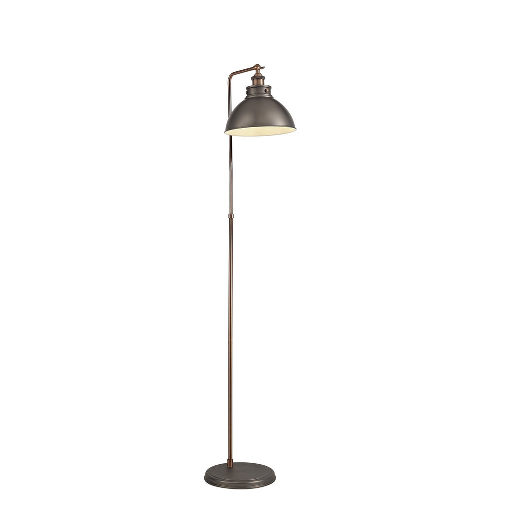 NL77419 Corfu Adjustable Floor Lamp 1 Light Antique Silver/Copper/White