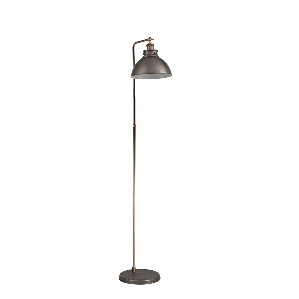 NL77419 Corfu Adjustable Floor Lamp 1 Light Antique Silver/Copper/White