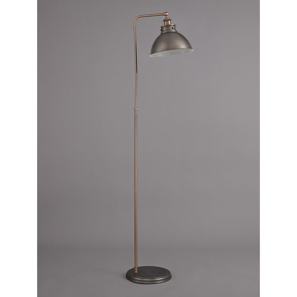 NL77419 Corfu Adjustable Floor Lamp 1 Light Antique Silver/Copper/White