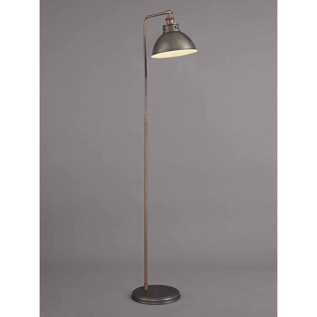 NL77419 Corfu Adjustable Floor Lamp 1 Light Antique Silver/Copper/White