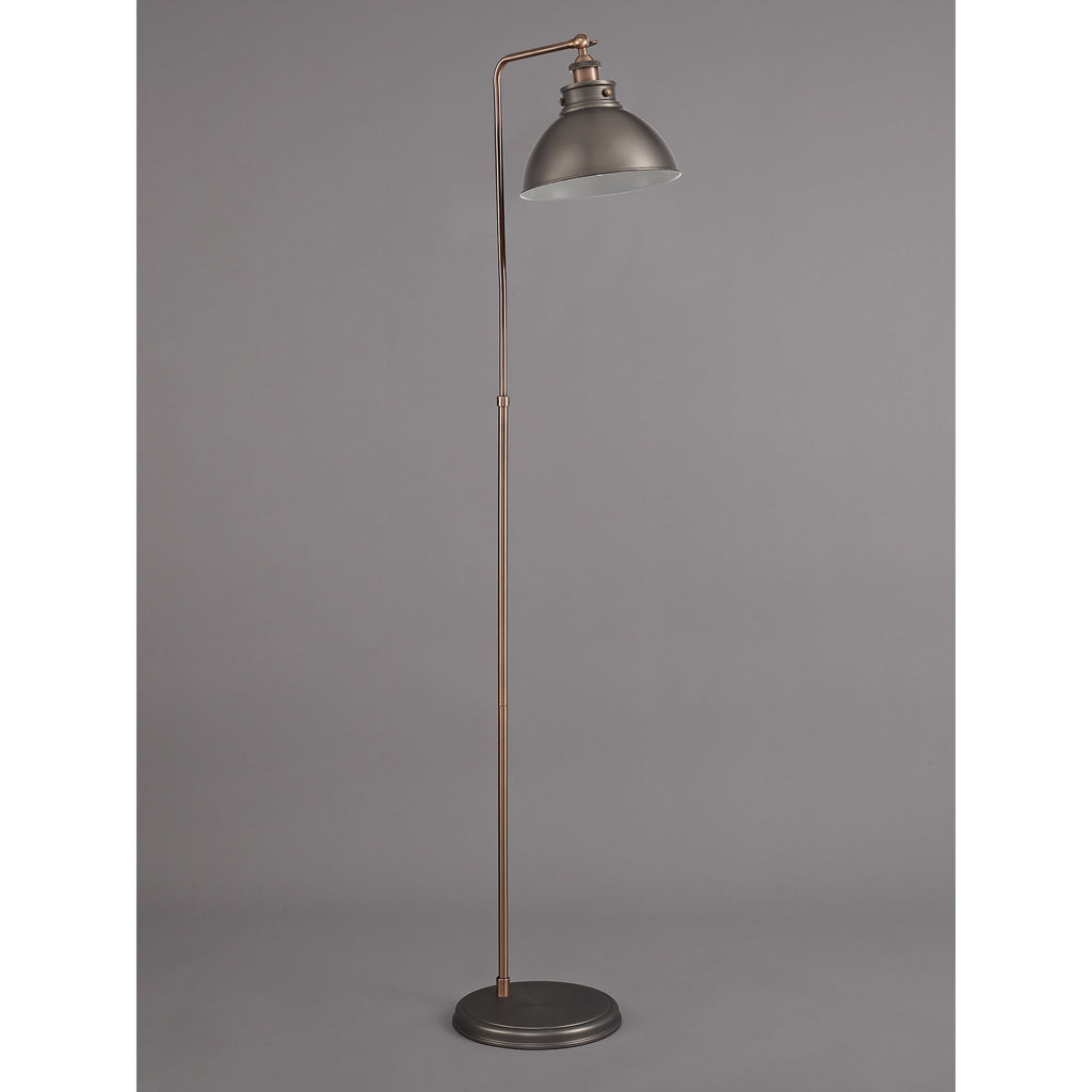 NL77419 Corfu Adjustable Floor Lamp 1 Light Antique Silver/Copper/White
