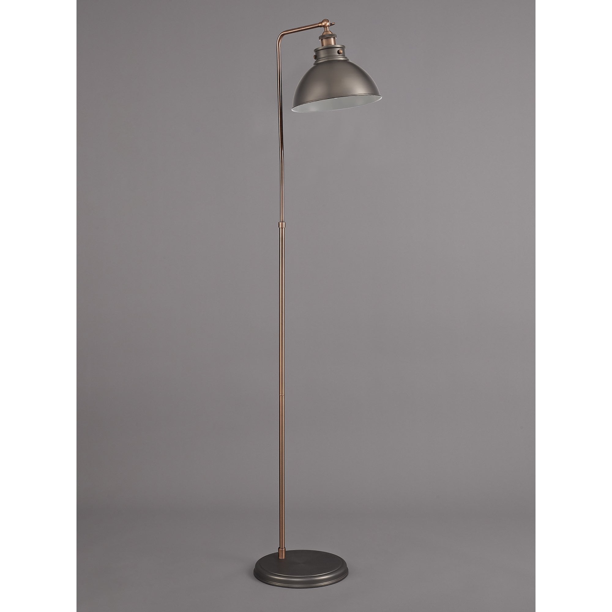 Corfu Adjustable Floor  Lamp 1 Light Antique Silver/Copper/White