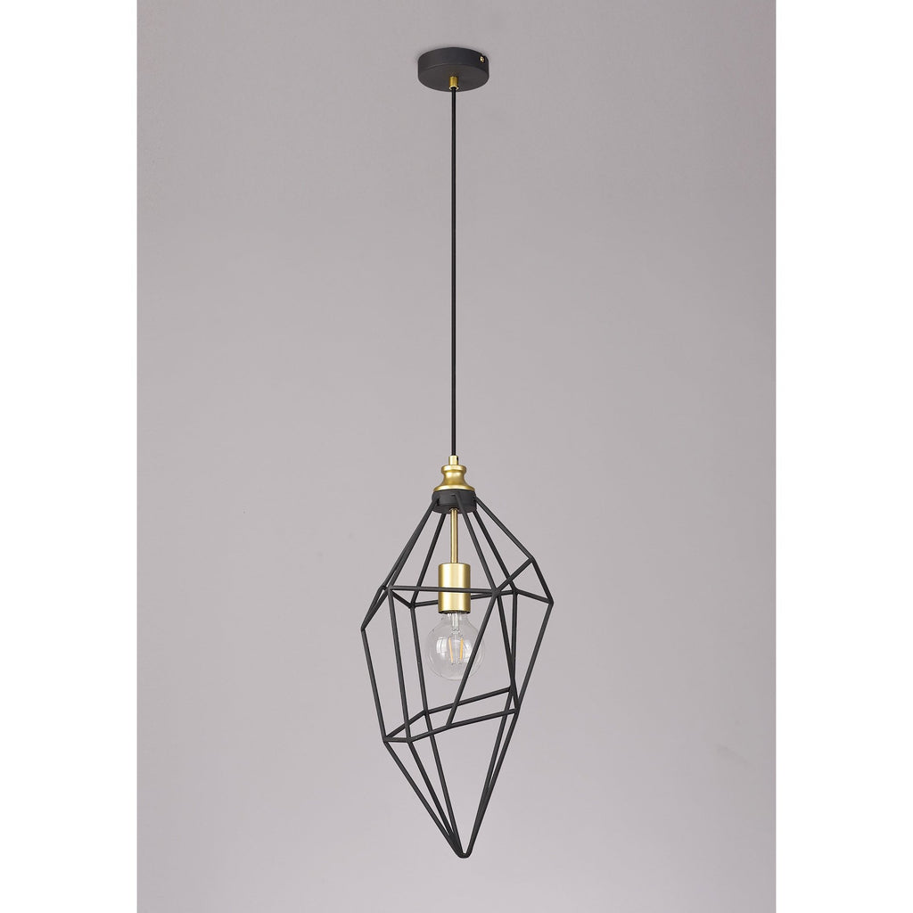 NL71299 Davie Large Pendant Painted Gold & Sand Black