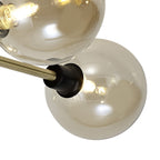 NL77309 Dublin Flush Ceiling 5 Light Matt Black/Antique Brass/Cognac Glass