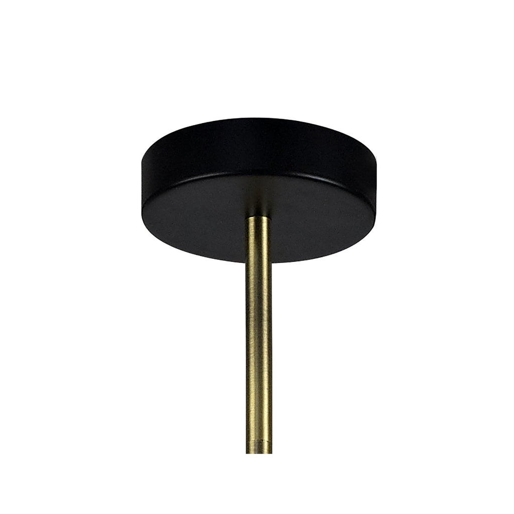 NL77329 Dublin Fixed Pendant 12 Light Matt Black/Antique Brass/Cognac Glass