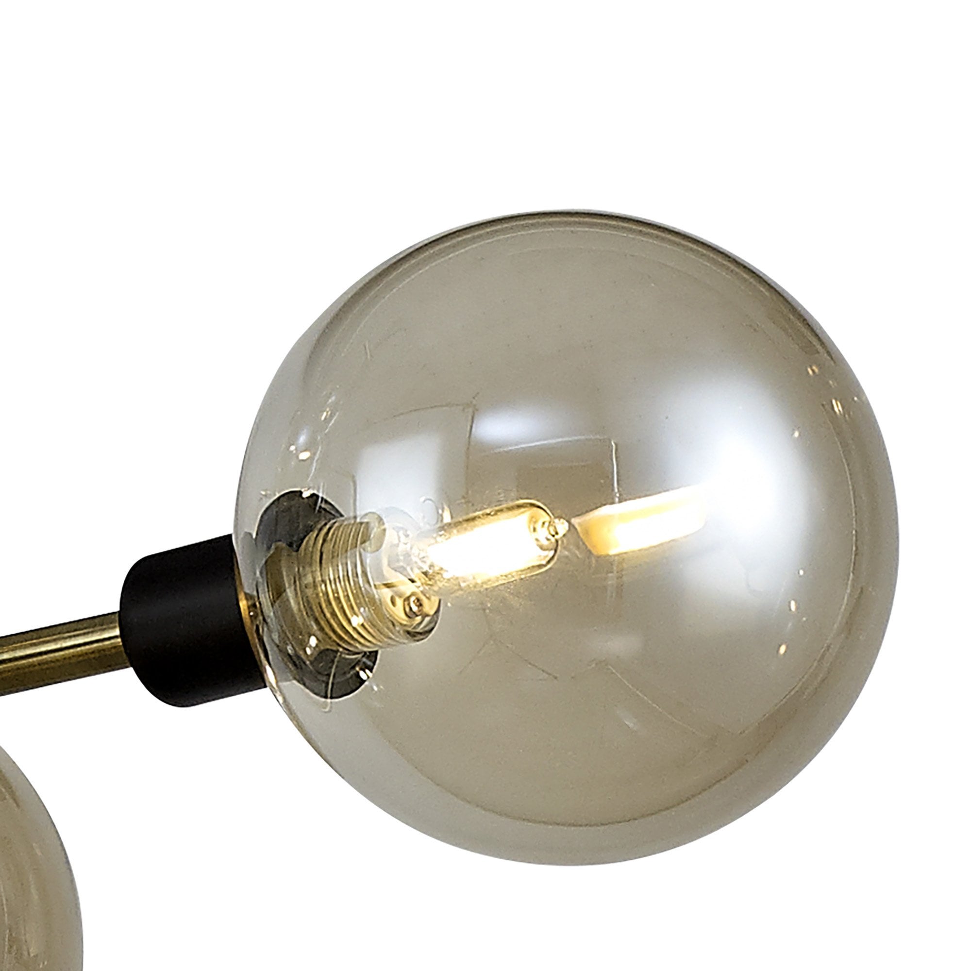 NL77329 Dublin Fixed Pendant 12 Light Matt Black/Antique Brass/Cognac Glass