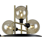 NL77329 Dublin Fixed Pendant 12 Light Matt Black/Antique Brass/Cognac Glass