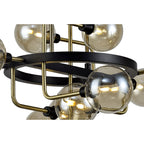NL77329 Dublin Fixed Pendant 12 Light Matt Black/Antique Brass/Cognac Glass
