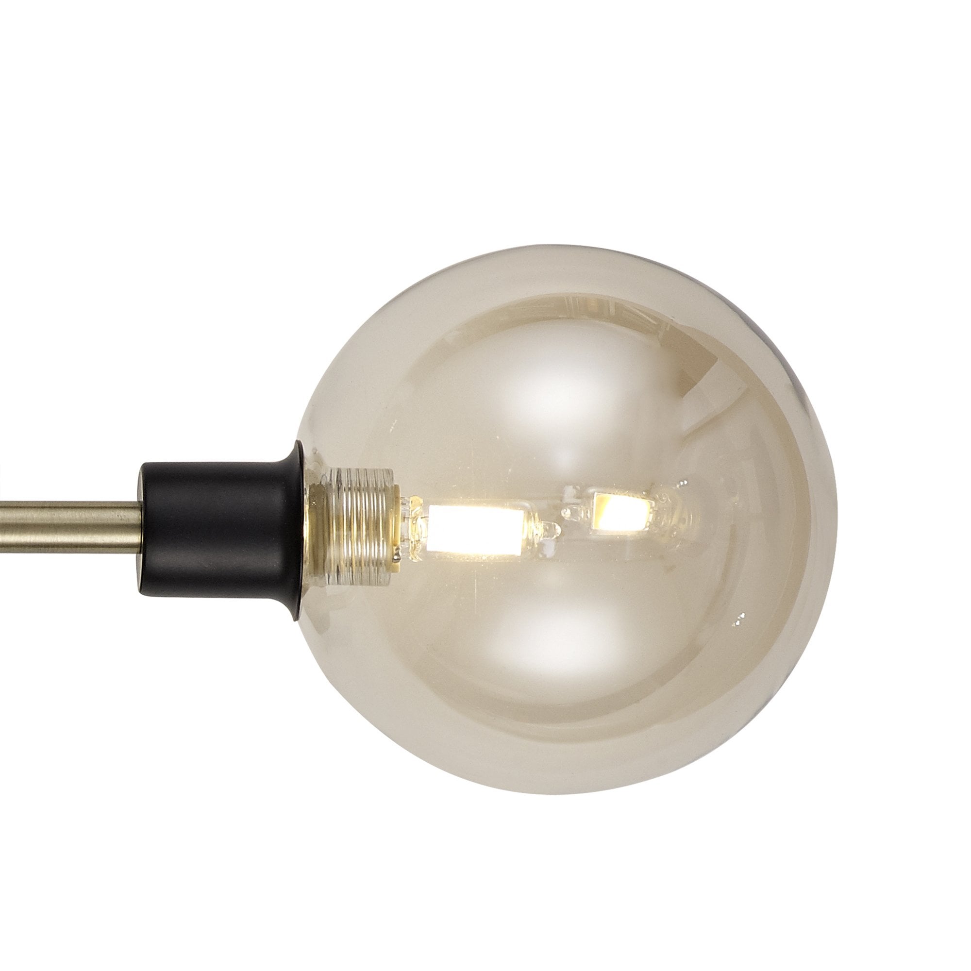 NL77339 Dublin Wall Lamp 2 Light Matt Black/Antique Brass/Cognac Glass