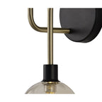 NL77339 Dublin Wall Lamp 2 Light Matt Black/Antique Brass/Cognac Glass