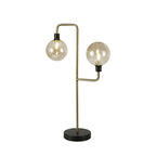 NL77349 Dublin Table Lamp 2 Light Matt Black/Antique Brass/Cognac Glass