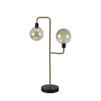 NL77349 Dublin Table Lamp 2 Light Matt Black/Antique Brass/Cognac Glass