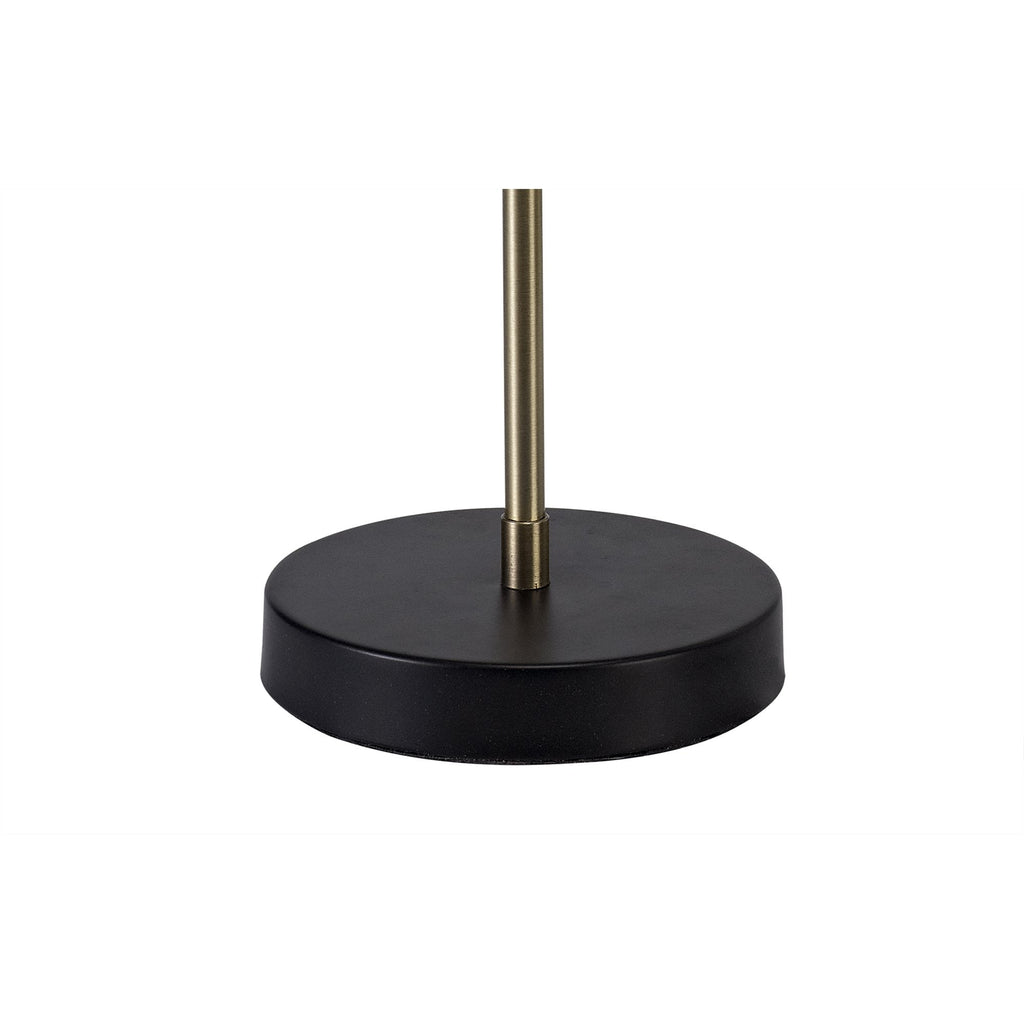 NL77349 Dublin Table Lamp 2 Light Matt Black/Antique Brass/Cognac Glass