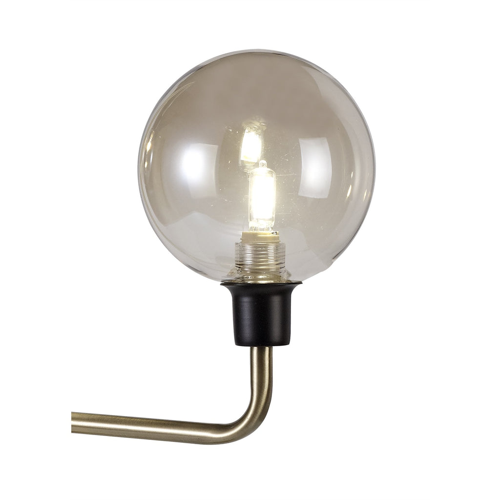 NL77349 Dublin Table Lamp 2 Light Matt Black/Antique Brass/Cognac Glass