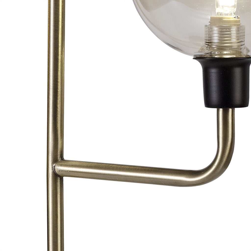 NL77349 Dublin Table Lamp 2 Light Matt Black/Antique Brass/Cognac Glass